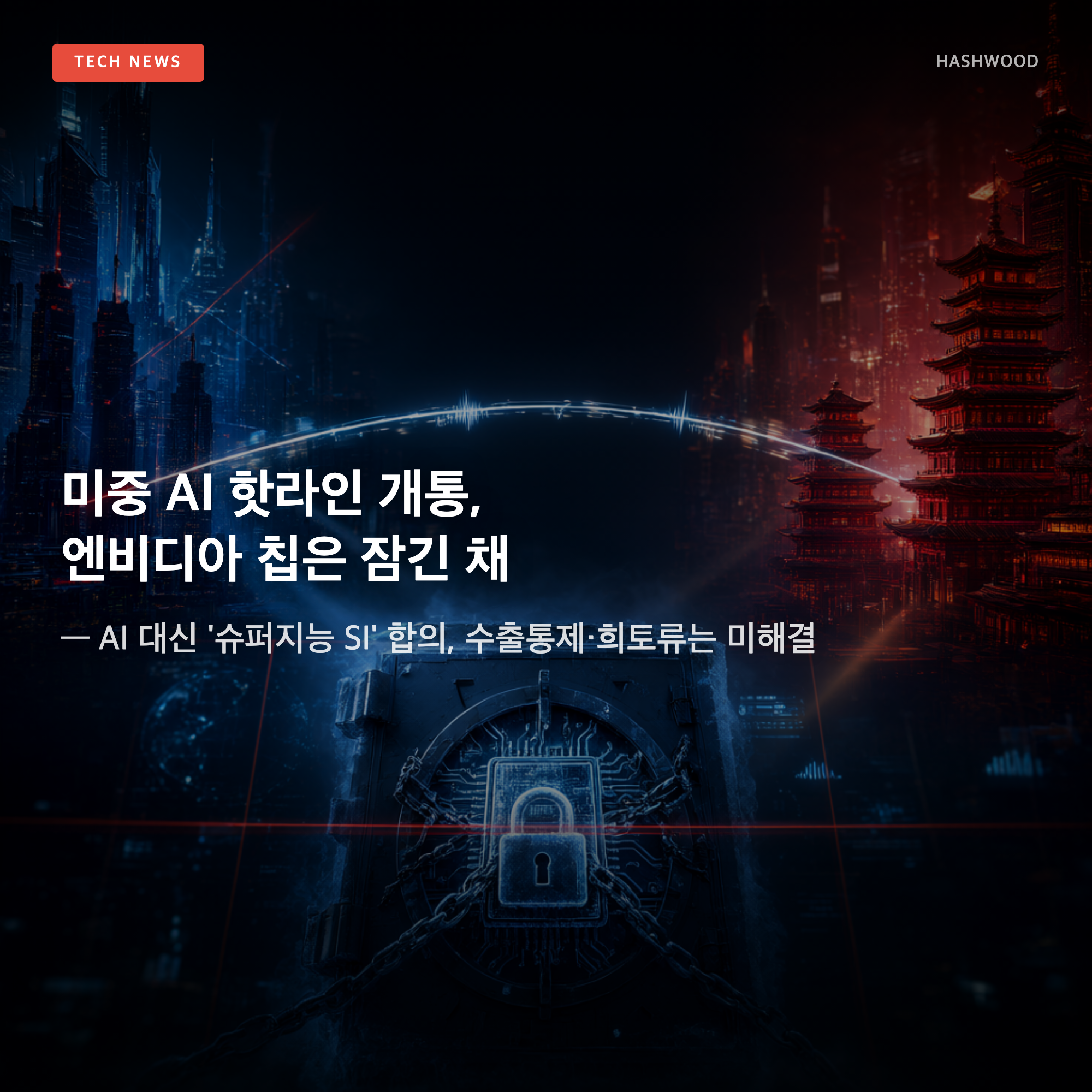 그림: 미중 AI 핫라인 개통, 엔비디아 칩은 잠긴 채 — — AI 대신 '슈퍼지능 SI' 합의, 수출통제·희토류는 미해결