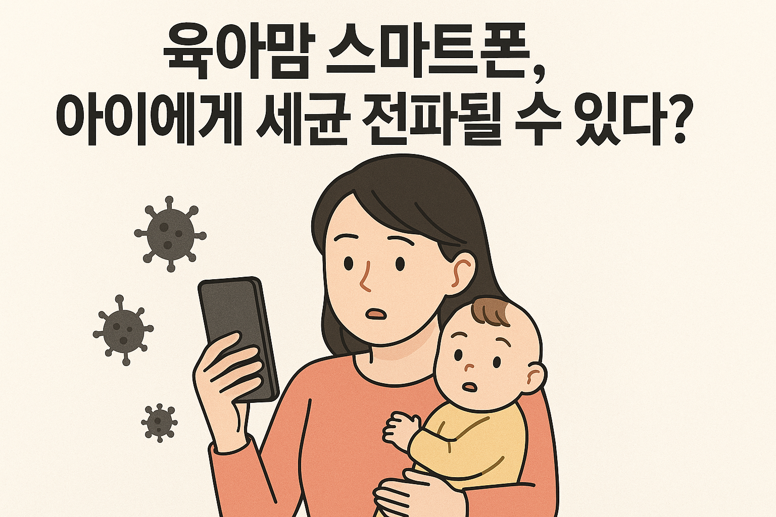 육아맘 스마트폰 아이에게 세균 전파될 수 있다?
