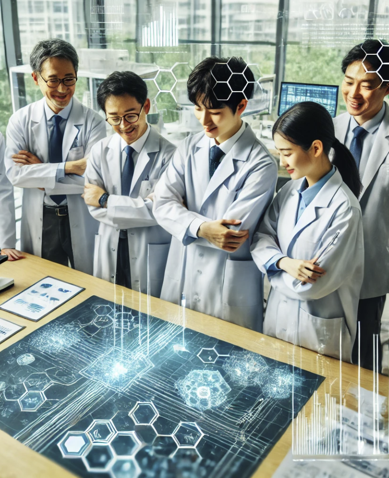 연구팀이 실험과 혁신적인 프로젝트를 수행하는 장면