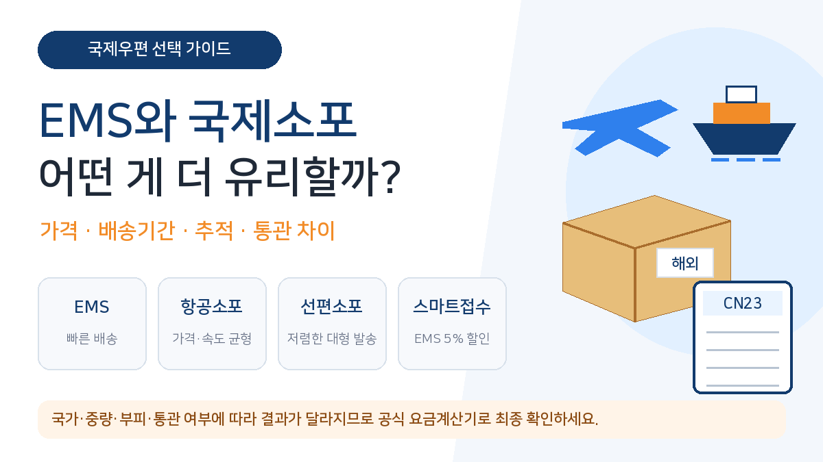 EMS와 국제소포 차이 가격 배송기간 추적 통관 비교