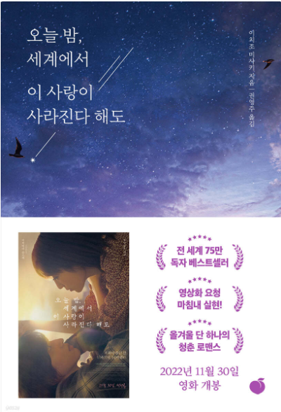 밤하늘 배경에 별이 빛나고 남녀가 바라보고 있는 책 표지