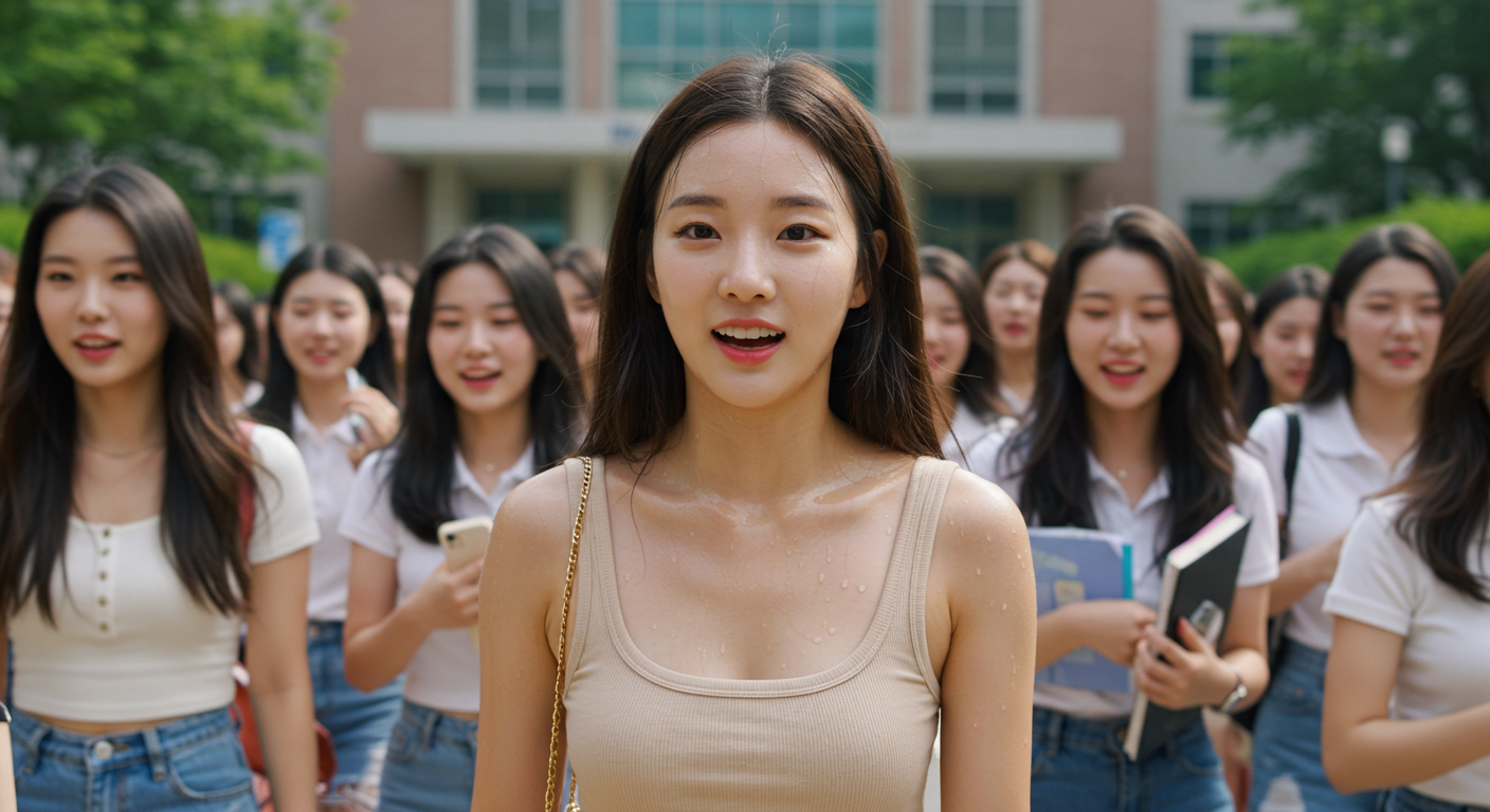 등교중인 여대생들