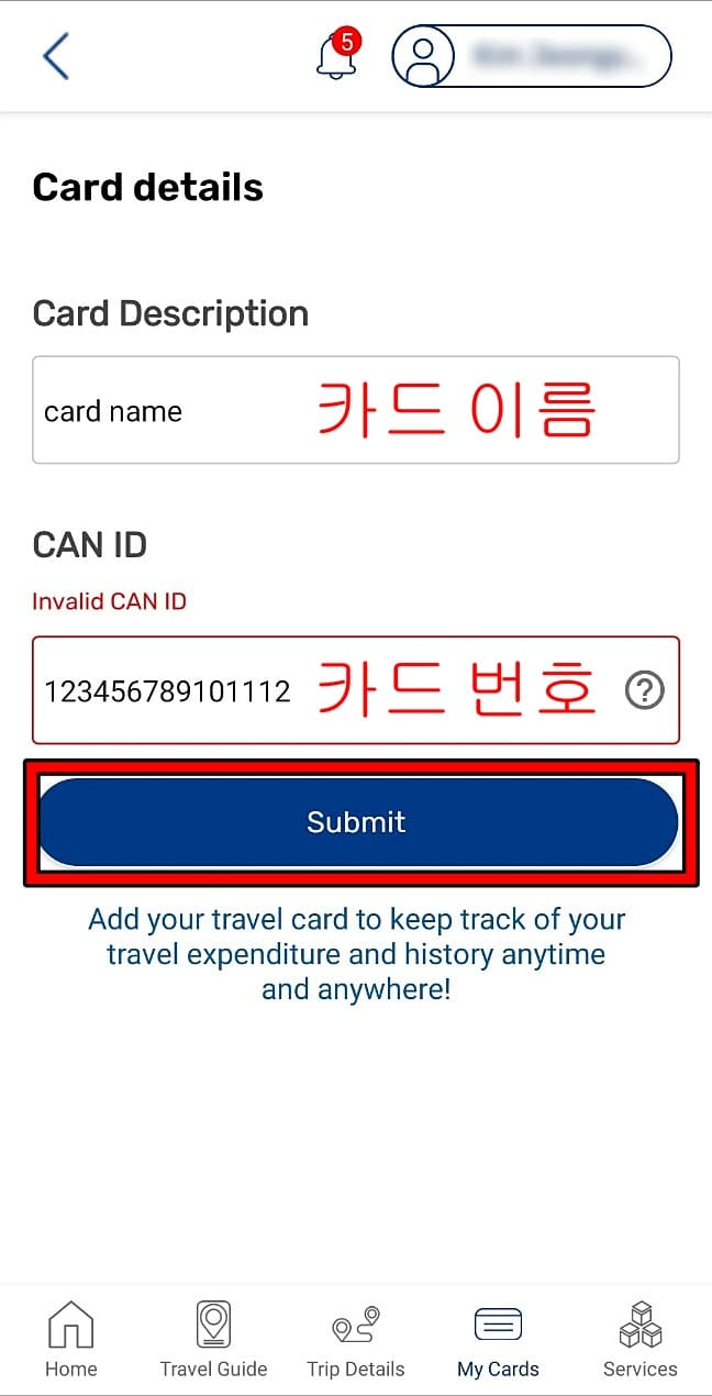 카드-이름-및-번호-입력-후-Submit-클릭