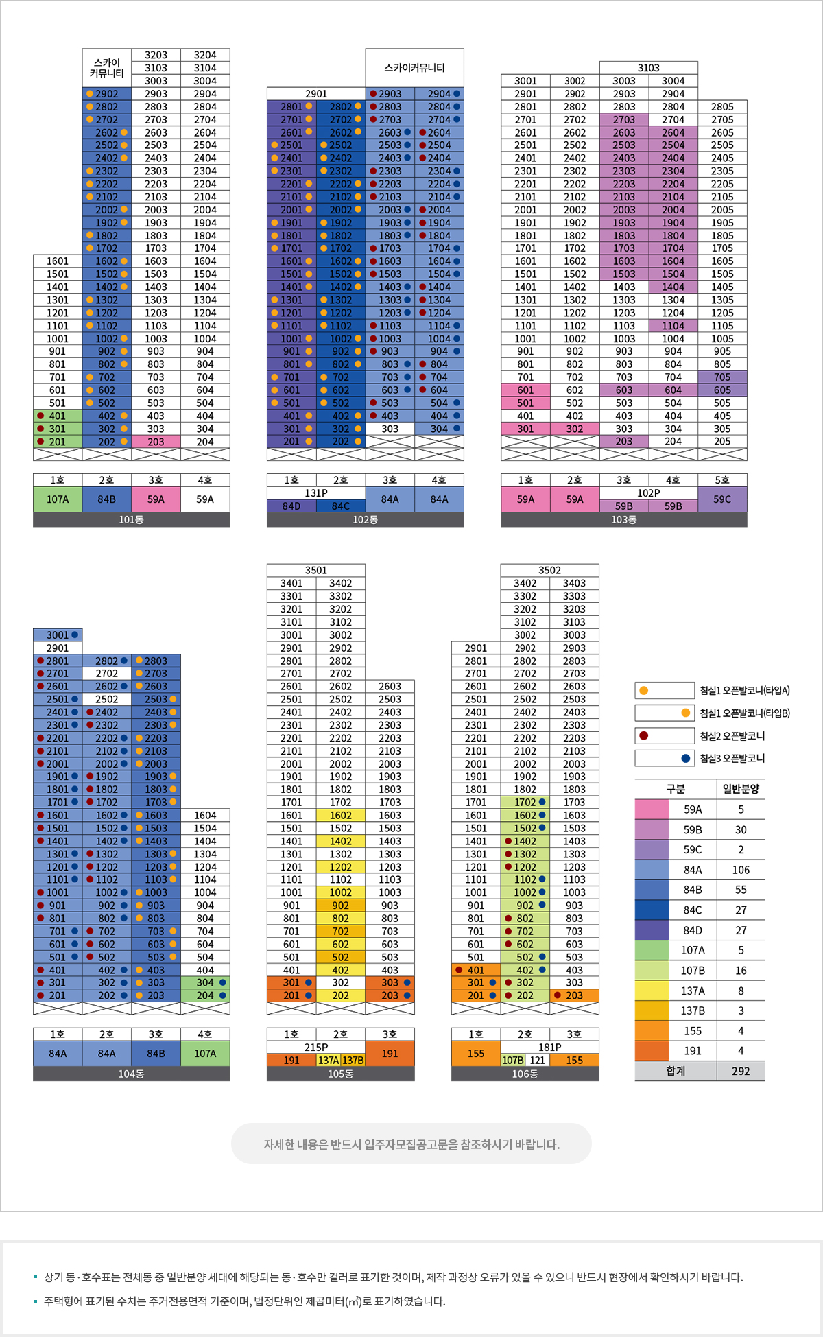 래미안 원펜타스 동호수표