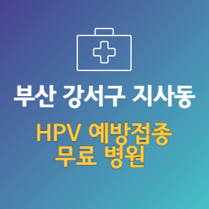 부산 강서구 지사동 HPV 예방접종 무료 병원