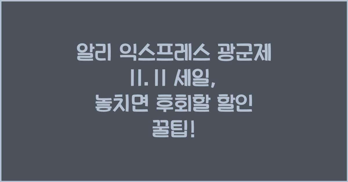 알리 익스프레스 광군제 11.11 세일