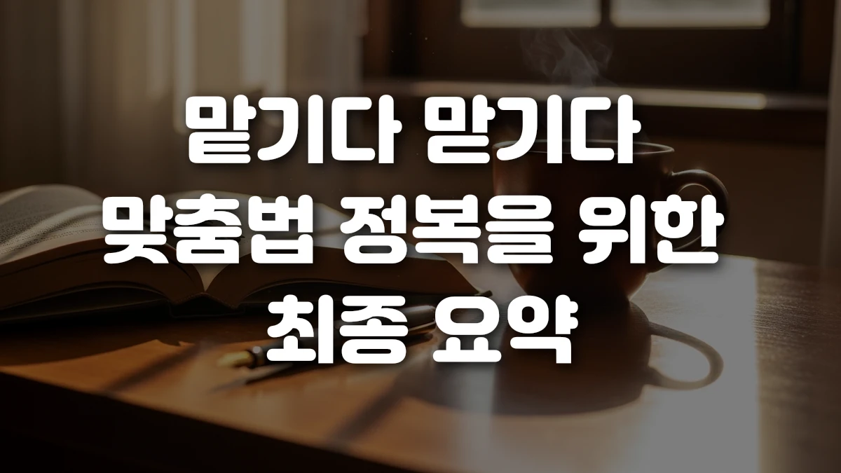 맡기다 맏기다 맞춤법 정복을 위한 최종 요약