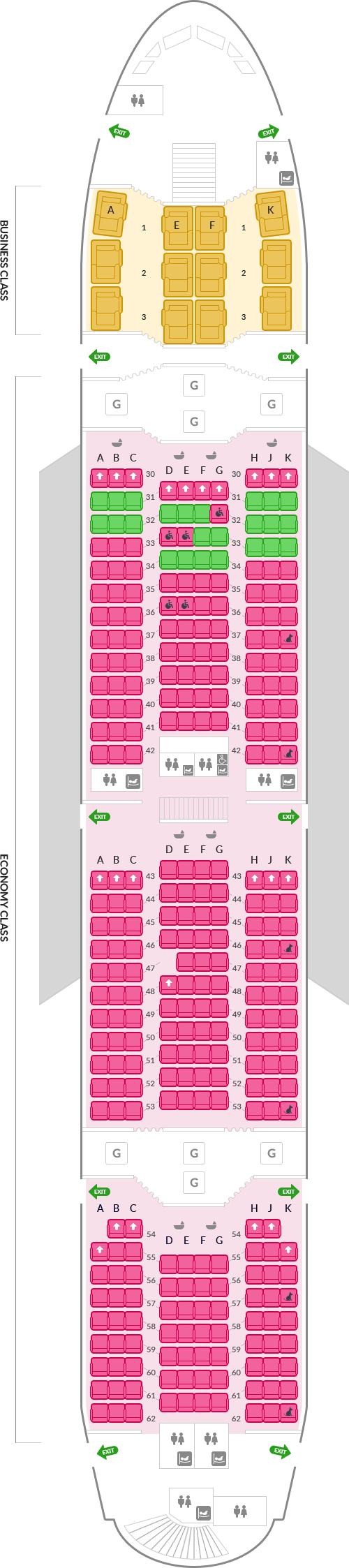 아시아나항공 에어버스 A380 기본정보, 좌석배치도, 좌석 간격
