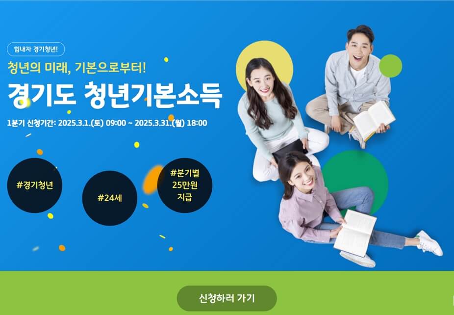 2025년 경기도 청년기본소득 지원 대상, 신청 방법, 기간, 제출 서류, 최대 100만원 지원!