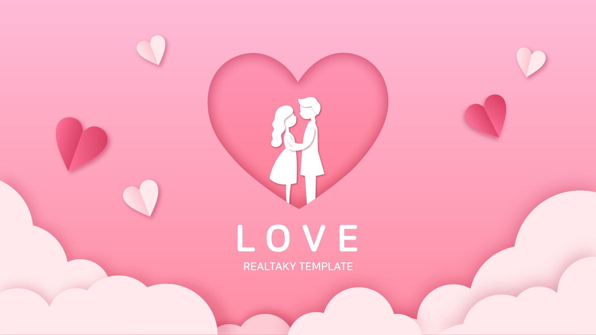 핑크하트연인PPT템플릿