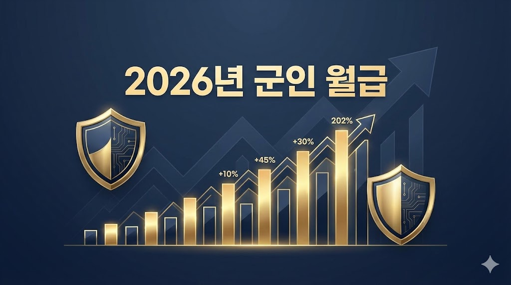 2026년 군급여 인상 추이를 나타낸 전문 인포그래픽 디자인