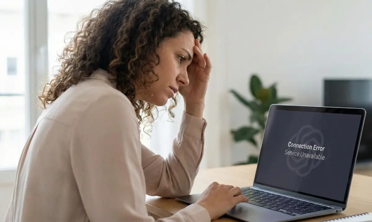 챗GPT 접속 안됨 현상으로 인해 답답해하는 사용자의 모습