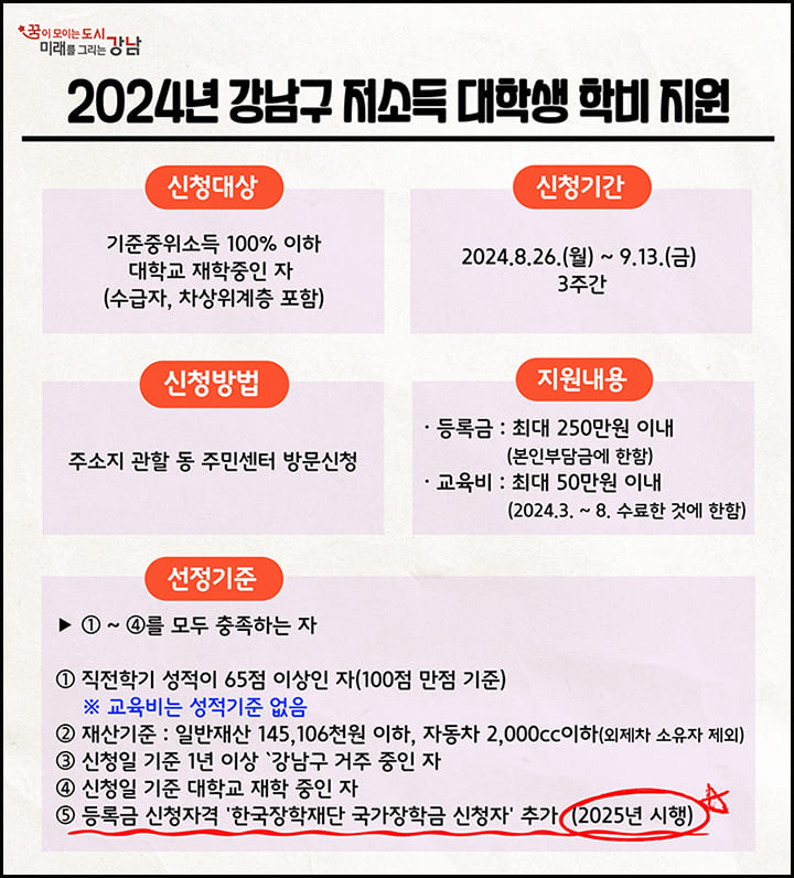 강남구 학비지원사업