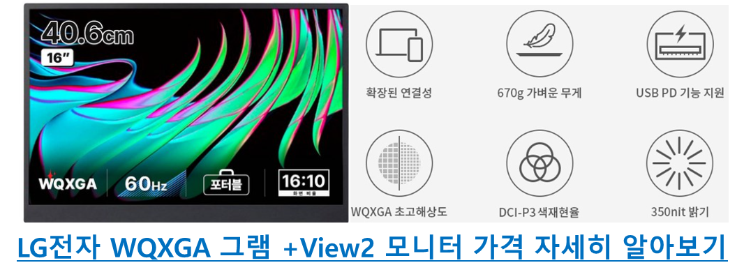 16MR70 휴대용모니터 LG그램 +View2 사용 후기
