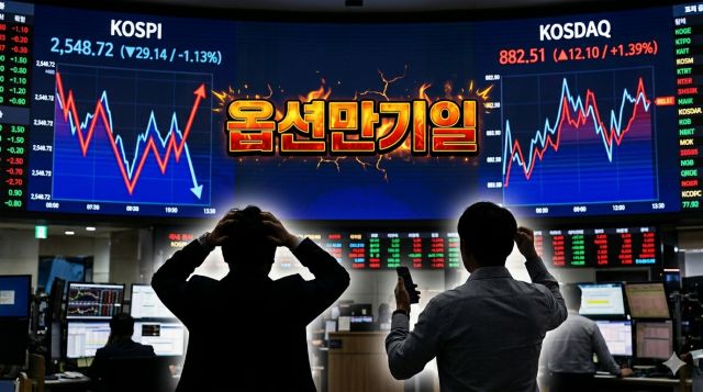 옵션만기일 변동성과 외국인 수급 흐름을 설명하는 국내 증시 이미지