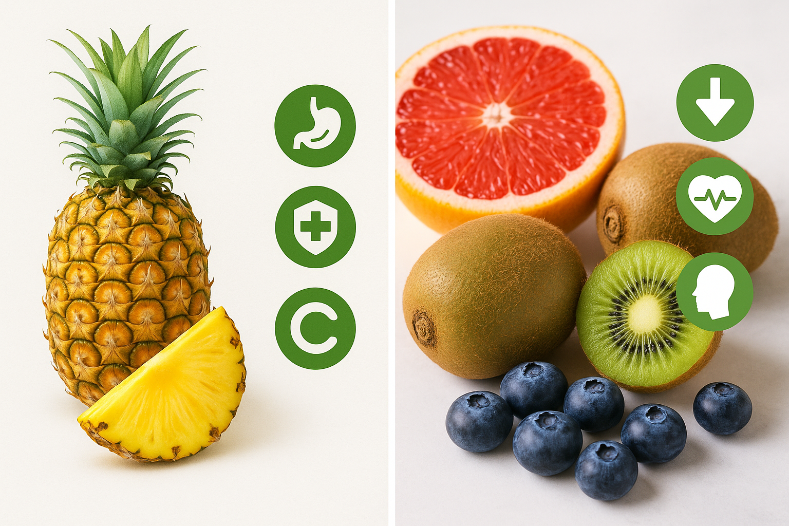 파인애플, 자몽, 키위, 블루베리, 아보카도