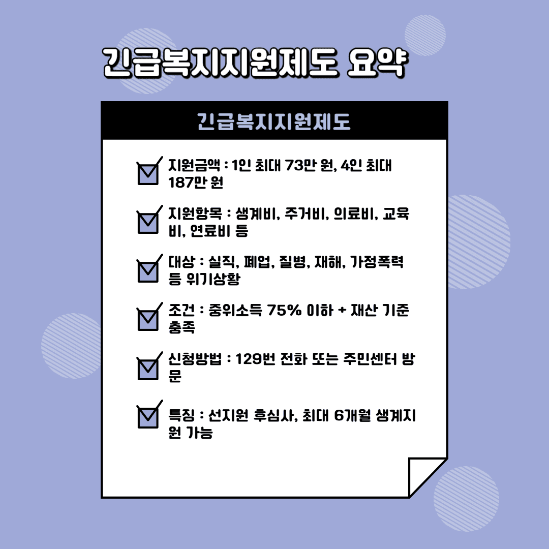 긴급복지지원제도 마무리 요약