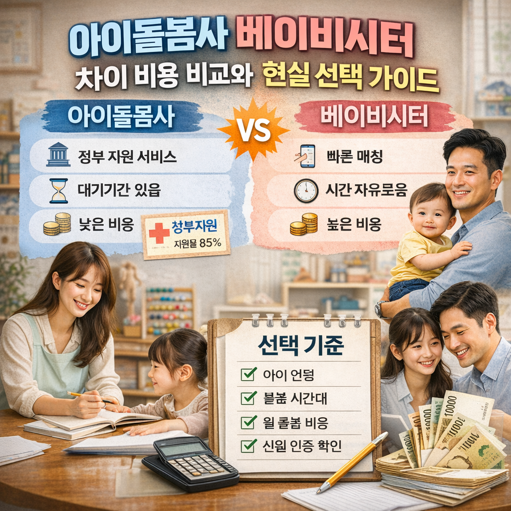 아이돌봄사 베이비시터 차이 비용 비교와 현실 선택 가이드