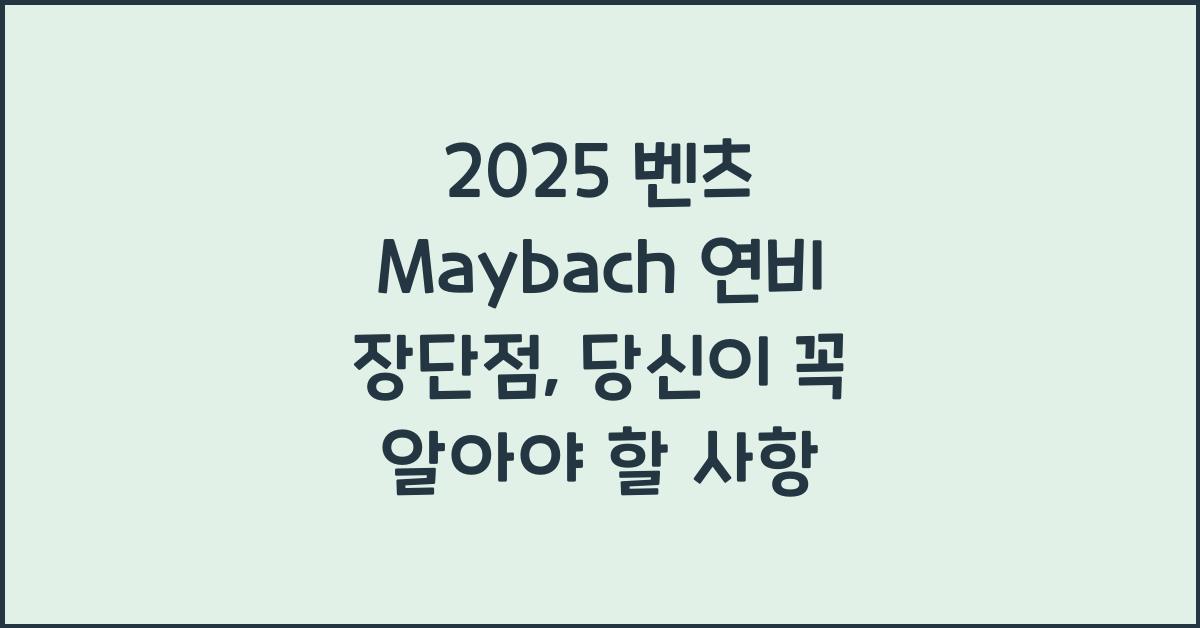 2025 벤츠 Maybach 연비 장단점