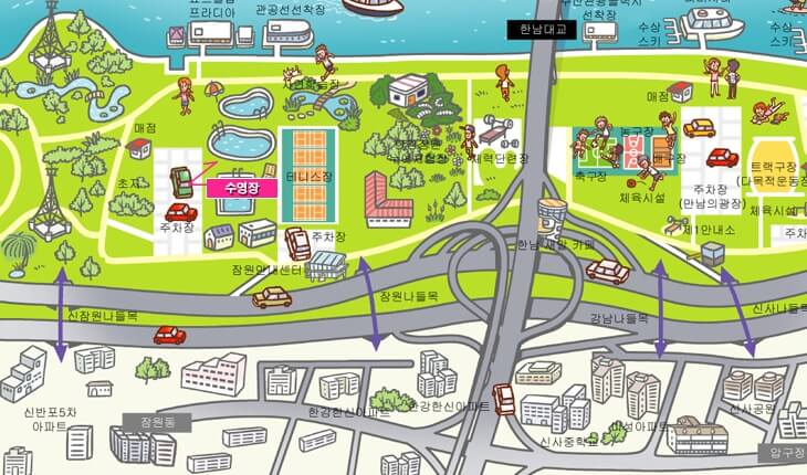 잠원한강공원-수영장-안내도