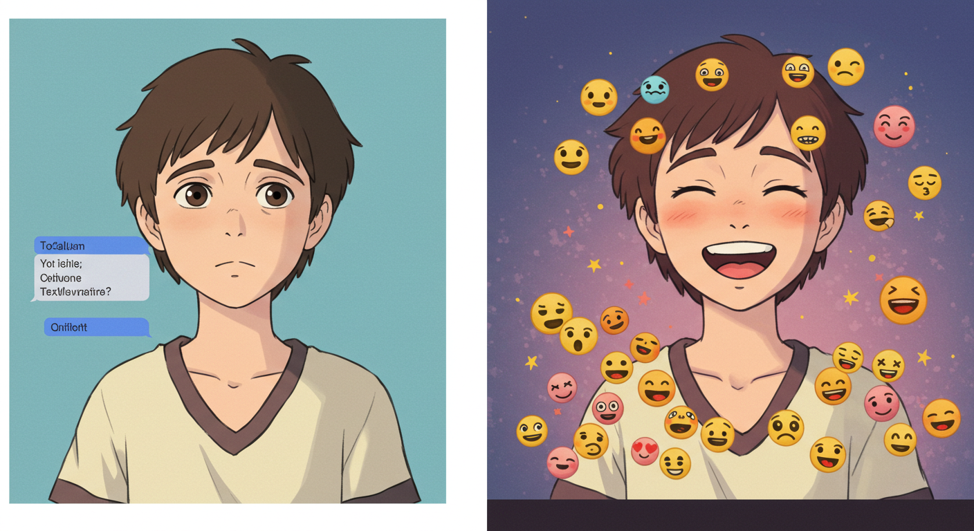 문자만 쓰는 대화와 이모티콘을 활용한 대화의 차이