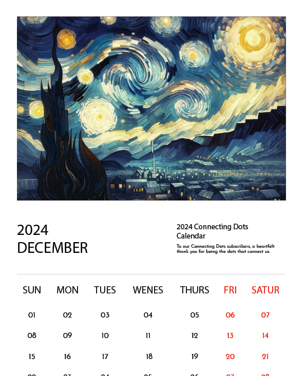 커넷팅닷츠 2024년 무료 달력 여섯번째