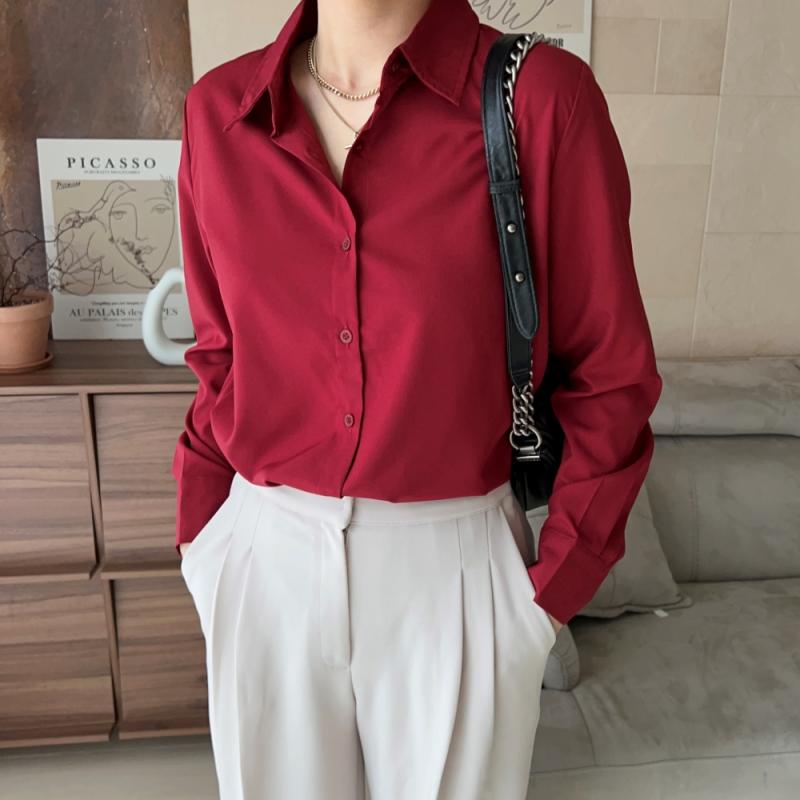 구김없는 여성 링클프리셔츠 블라우스 빅사이즈 오버핏 실키