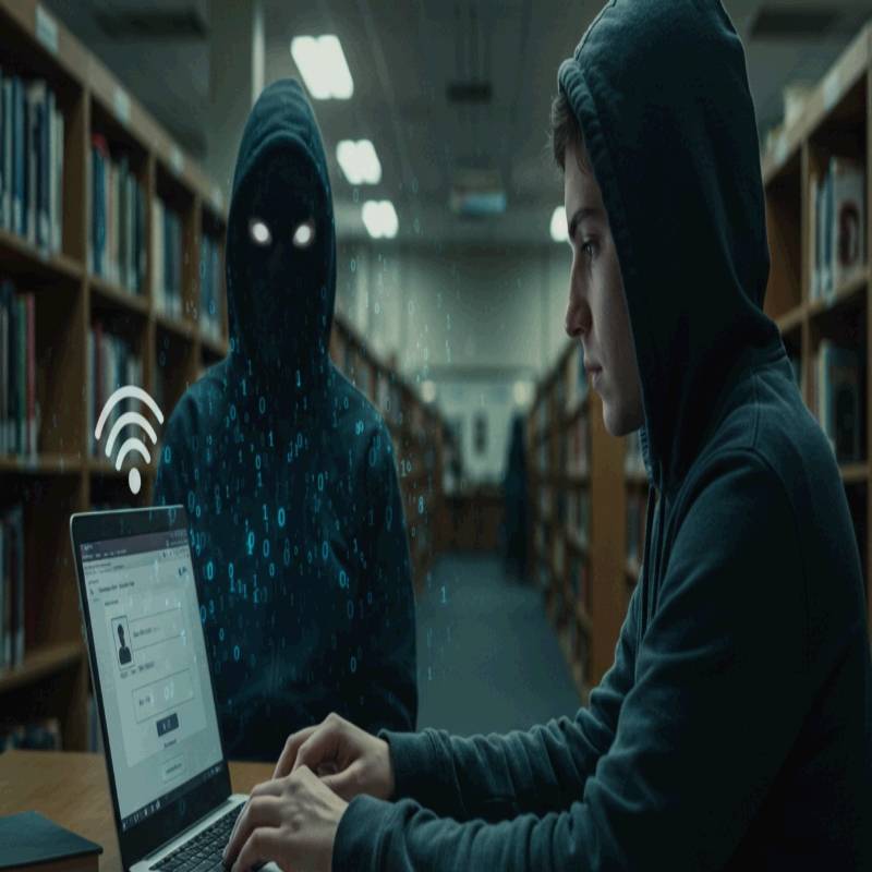 공공 와이파이 사용 중 해킹 위협.