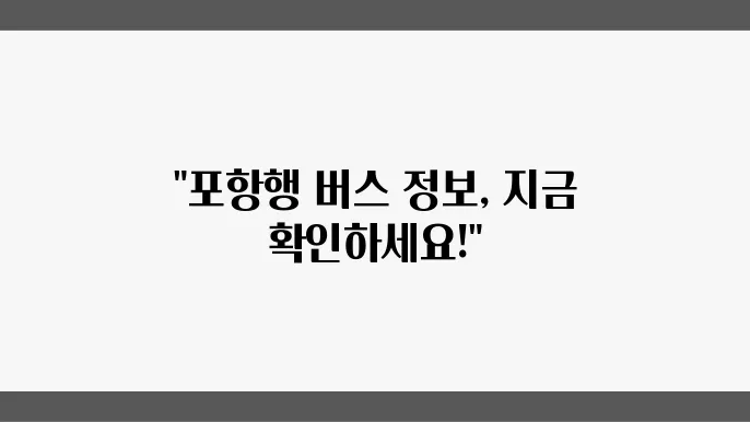 포항 시외버스터미널 버스시전 및 버스 예매 정보 확인하기