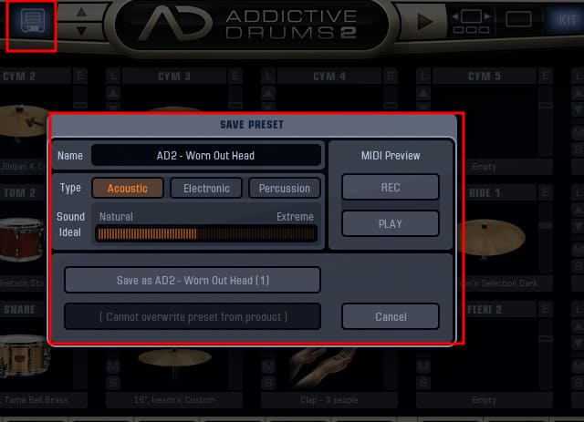 Addictive Drums 2_Save Preset