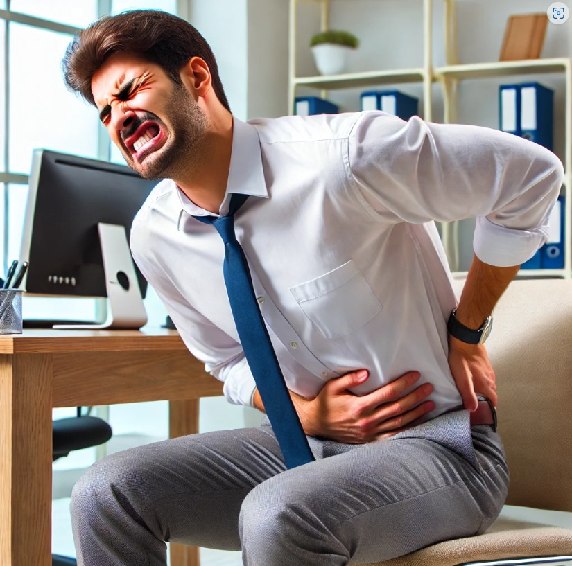 치질로인해 고통스러워 하는 모습