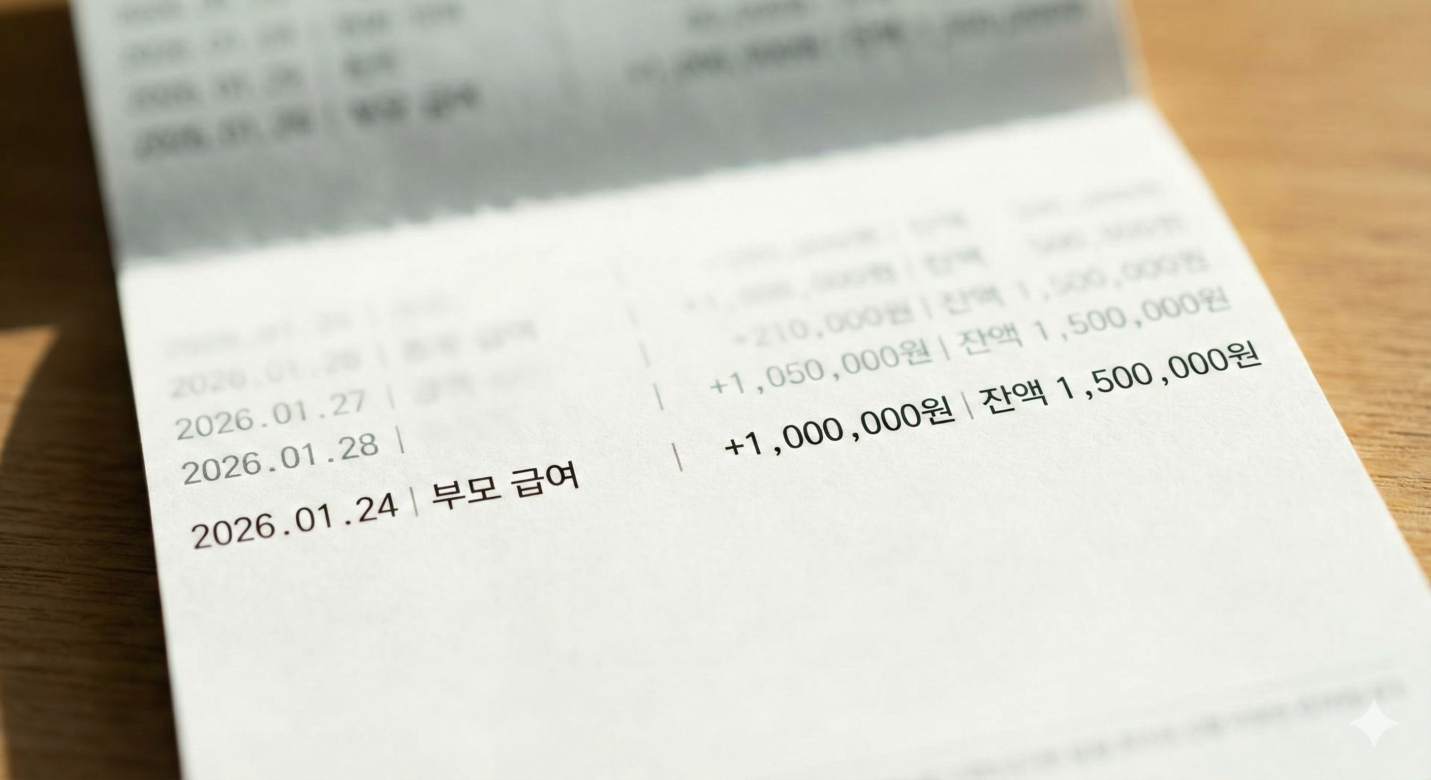 통장에 '부모급여 100만 원'이 입금된 내역을 선명하게 보여주는 모습