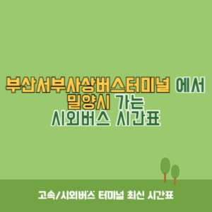 부산서부사상버스터미널에서 밀양시 가는 시외버스 시간표 최신정보