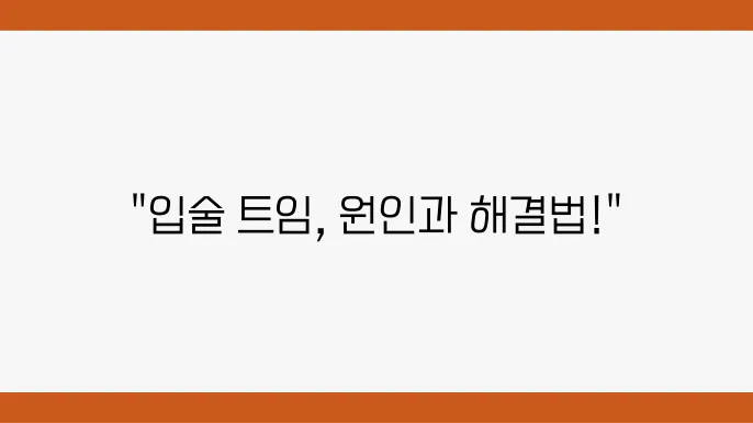 입술 트임 터짐 원인과 매끄러운 입술 만드는 방법