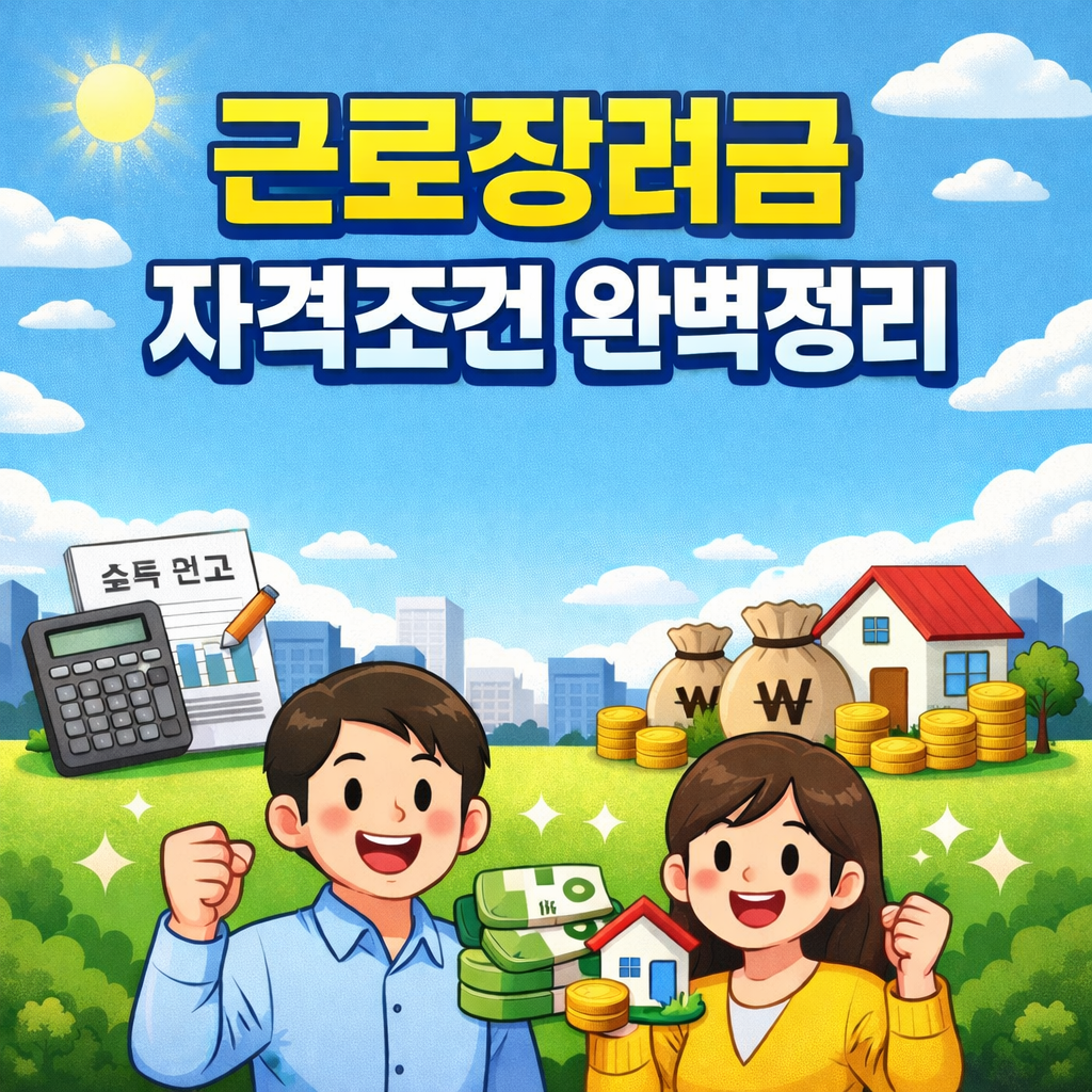 근로장려금 자격조건 완벽정리 - 소득&middot;재산 기준 한눈에 확인