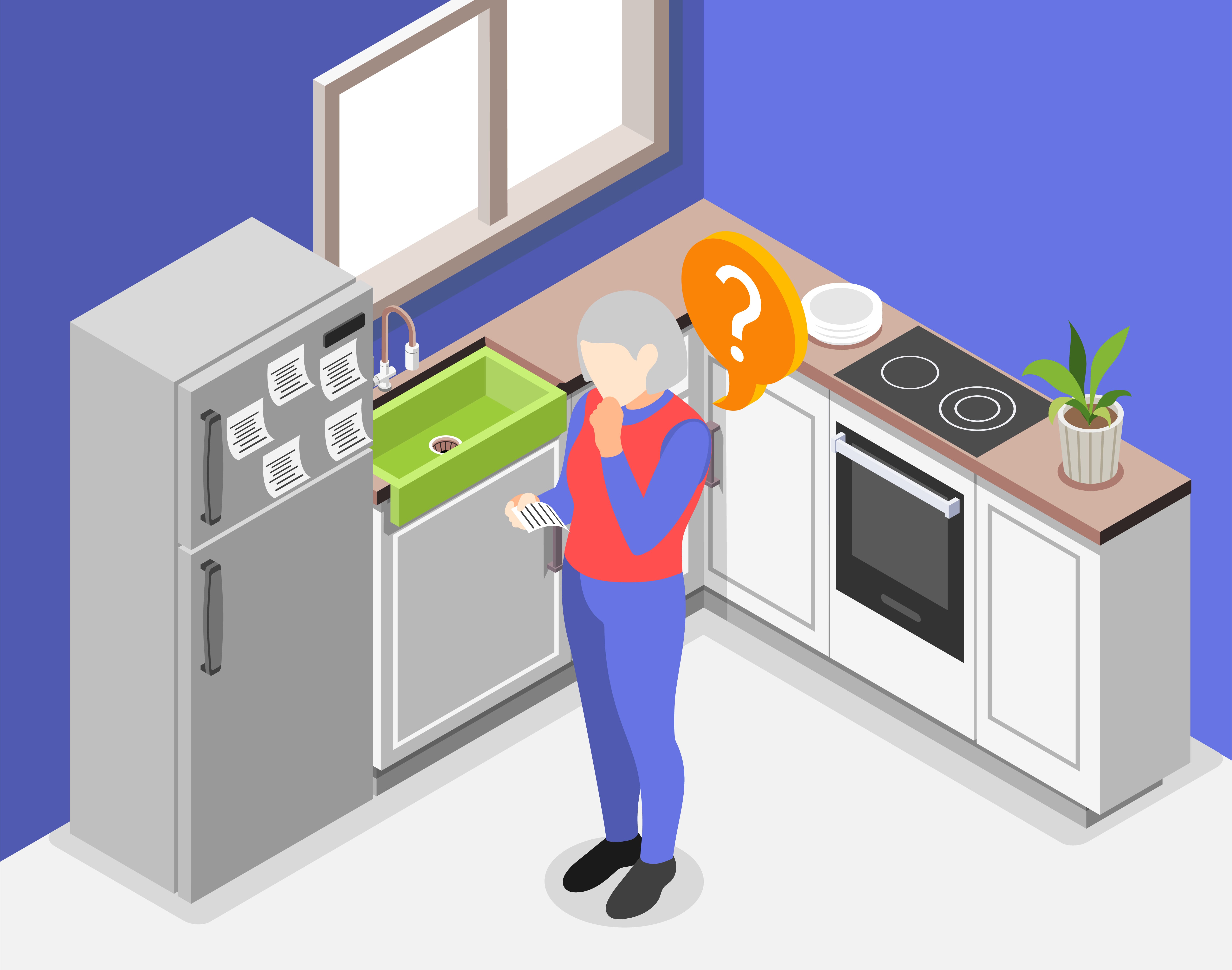 메모지를 보며 기억을 되살리고자 하는 건망증이 있는 사람