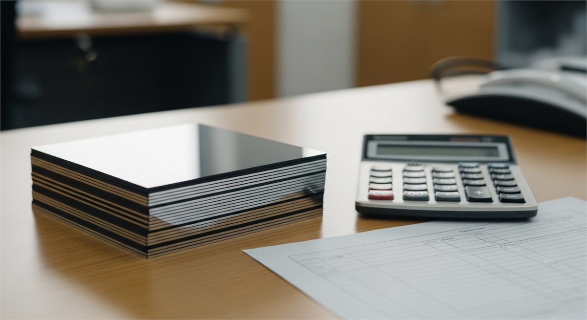 웨이퍼와 계산기&amp;#44; 서류가 함께 놓인 재무 점검 장면 