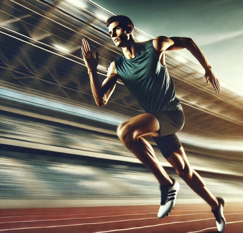 운동능력이 향상되어 달리기하는 남성