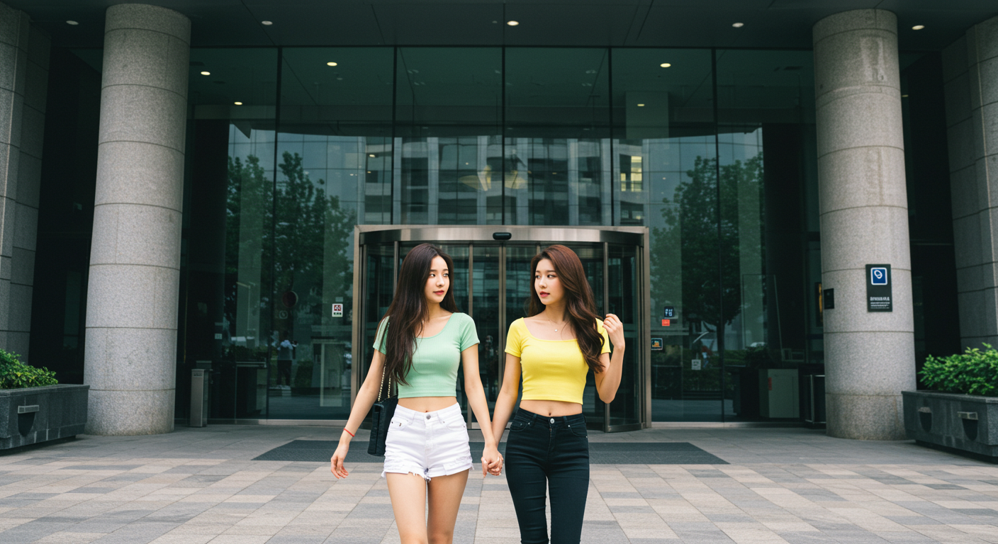 회사를 나오는 여성들