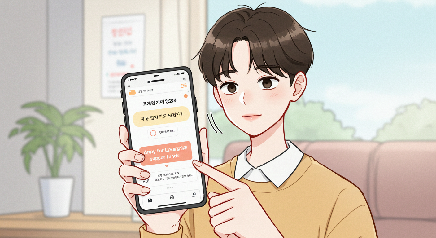 모바일로 민생지원금을 신청하는 모습