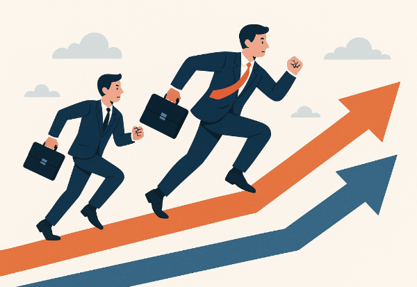 선도자(First Mover) vs 추격자(Fast Follower) 삽화 이미지