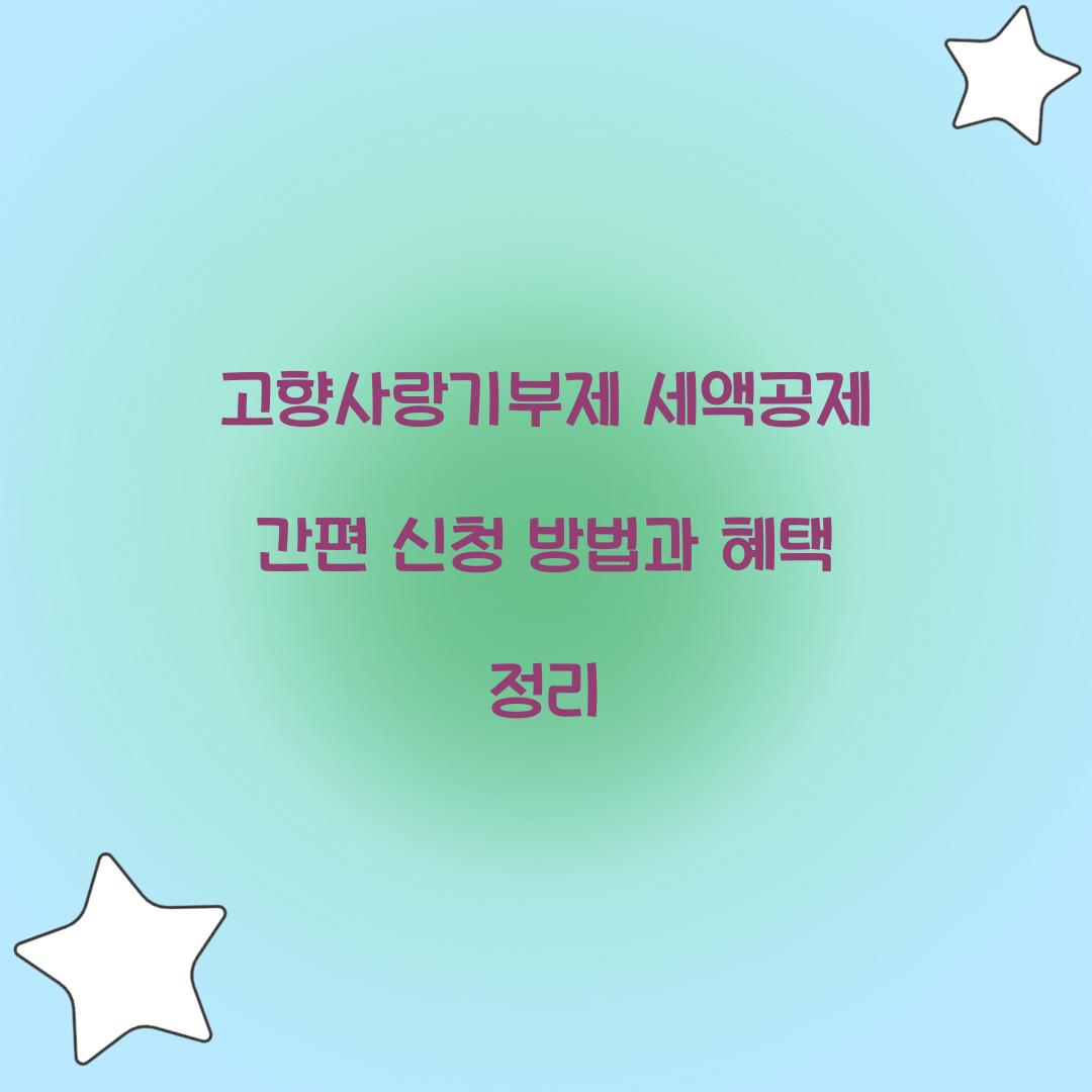 고향사랑기부제 세액공제