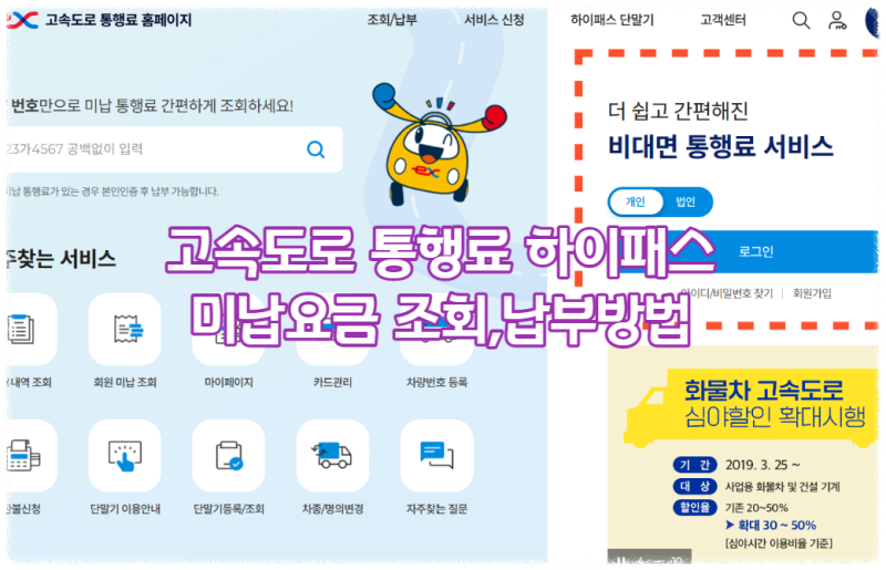 고속도로 통행료 미납조회 납부 방법 하이패스 단말기 등록