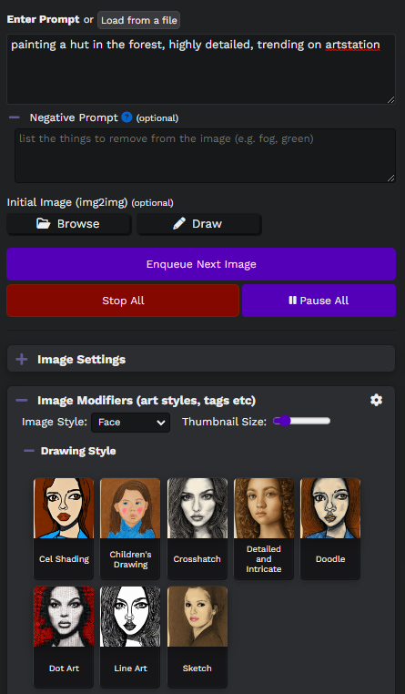 Stable Diffusion - 이미지&nbsp;수식어 메뉴