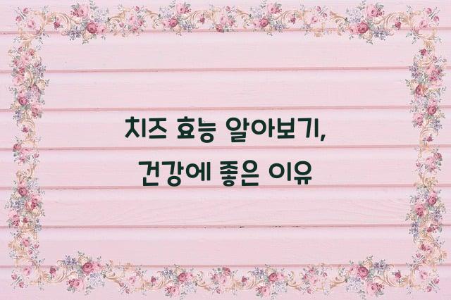 치즈 효능