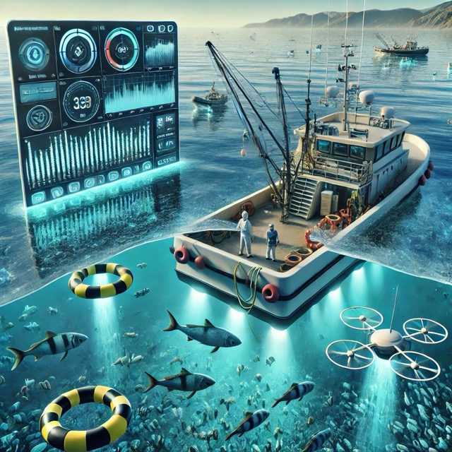 스마트 어업과 자원 보호의 미래를 상징하는 이미지