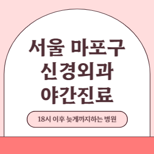 서울 마포구 야간진료 신경외과 병원 (18시 이후 늦게까지하는 병원)