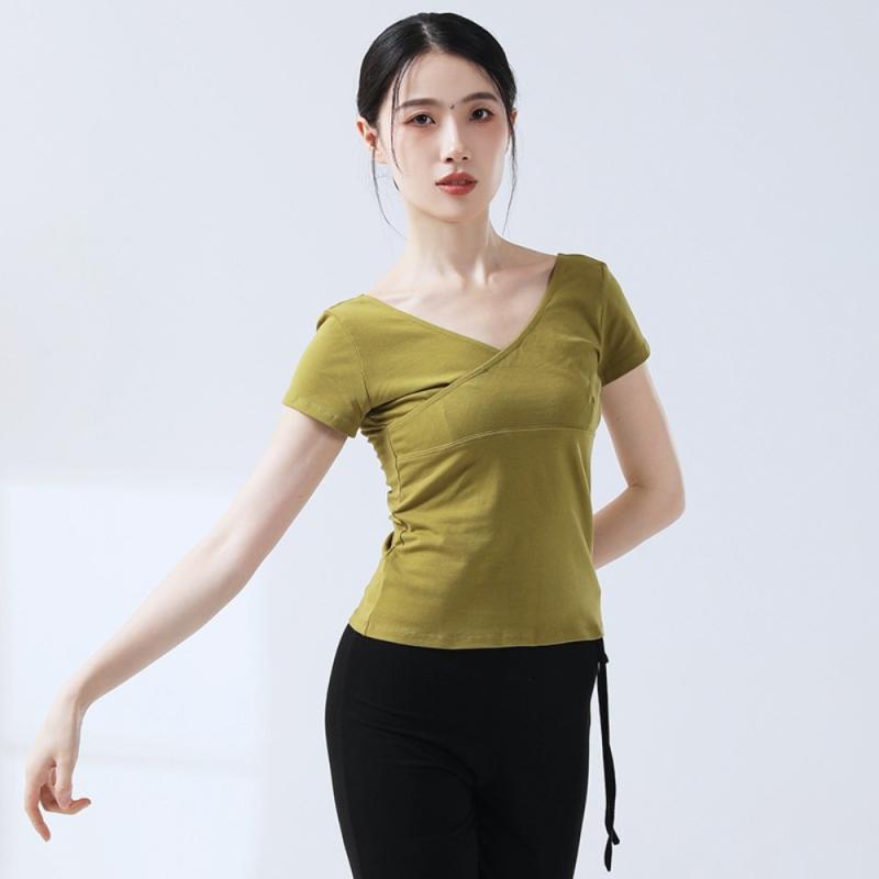 반팔 성인발레복 운동복 필라테스상의 발레워머 댄스-빅레드-반팔