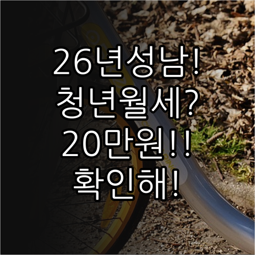 2026년 성남시 청년월세 20만원 ..