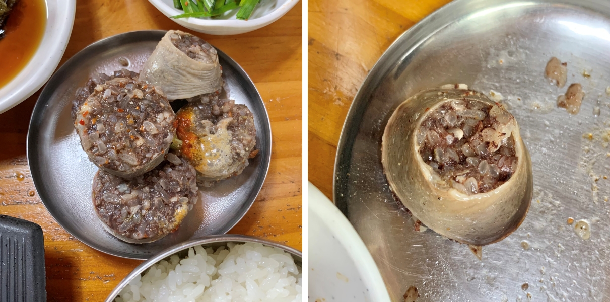 순대국 안에 들어간 순대모습